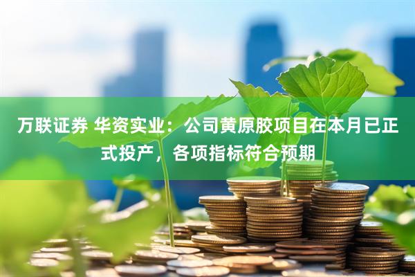 万联证券 华资实业：公司黄原胶项目在本月已正式投产，各项指标符合预期